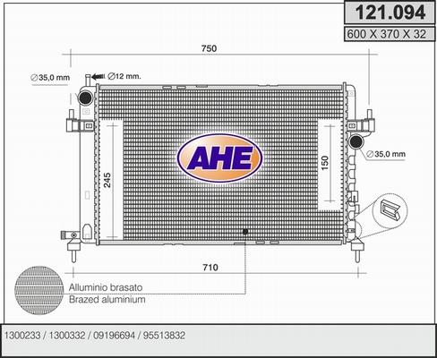 AHE 121.094 - Радиатор, охлаждане на двигателя vvparts.bg