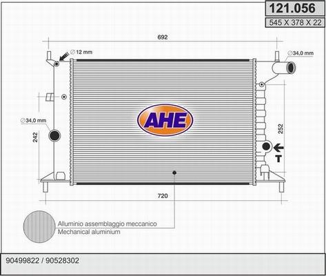 AHE 121.056 - Радиатор, охлаждане на двигателя vvparts.bg