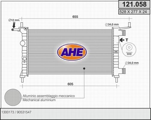 AHE 121.058 - Радиатор, охлаждане на двигателя vvparts.bg