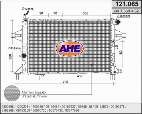 AHE 121.065 - Радиатор, охлаждане на двигателя vvparts.bg