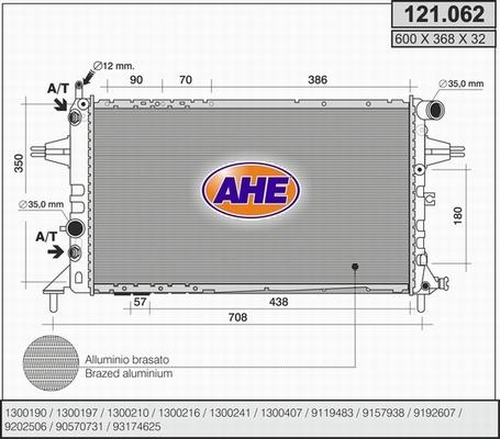 AHE 121.062 - Радиатор, охлаждане на двигателя vvparts.bg