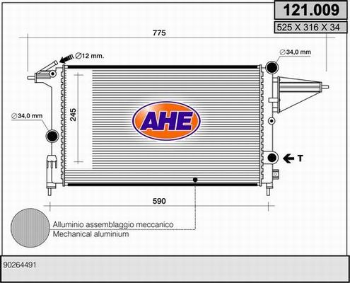 AHE 121.009 - Радиатор, охлаждане на двигателя vvparts.bg