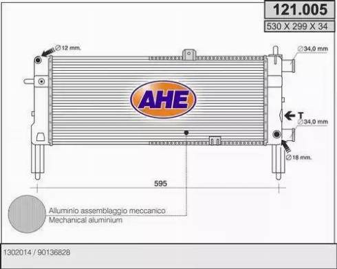 AHE 121.005 - Радиатор, охлаждане на двигателя vvparts.bg