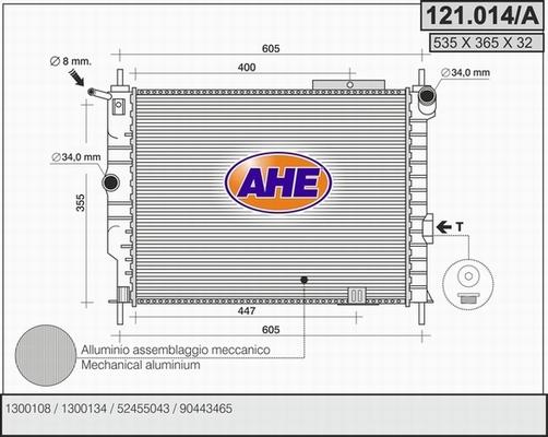 AHE 121.014/A - Радиатор, охлаждане на двигателя vvparts.bg
