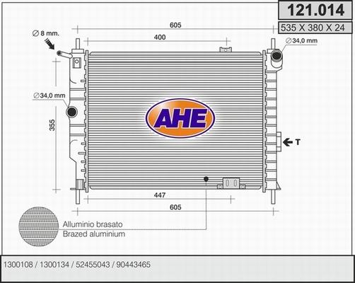 AHE 121.014 - Радиатор, охлаждане на двигателя vvparts.bg