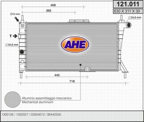 AHE 121.011 - Радиатор, охлаждане на двигателя vvparts.bg