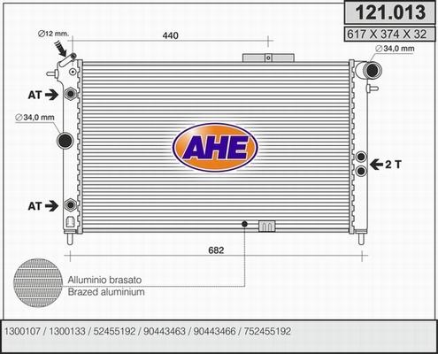 AHE 121.013 - Радиатор, охлаждане на двигателя vvparts.bg