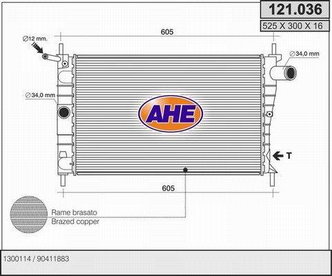 AHE 121.036 - Радиатор, охлаждане на двигателя vvparts.bg