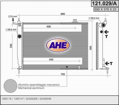 AHE 121.029/A - Радиатор, охлаждане на двигателя vvparts.bg