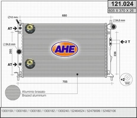 AHE 121.024 - Радиатор, охлаждане на двигателя vvparts.bg