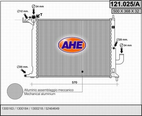 AHE 121.025/A - Радиатор, охлаждане на двигателя vvparts.bg