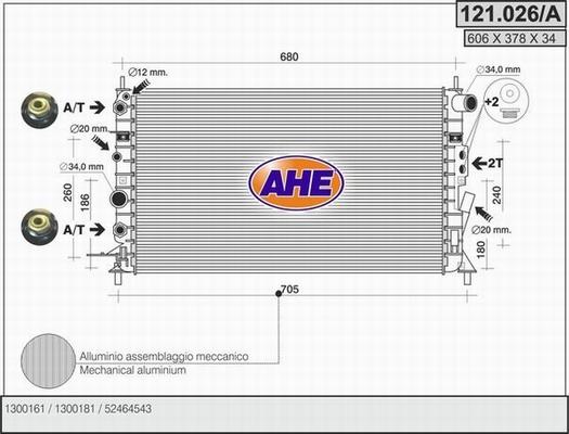 AHE 121.026/A - Радиатор, охлаждане на двигателя vvparts.bg