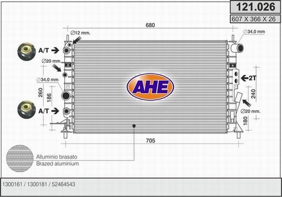 AHE 121.026 - Радиатор, охлаждане на двигателя vvparts.bg