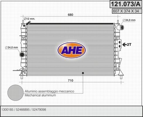 AHE 121.073/A - Радиатор, охлаждане на двигателя vvparts.bg