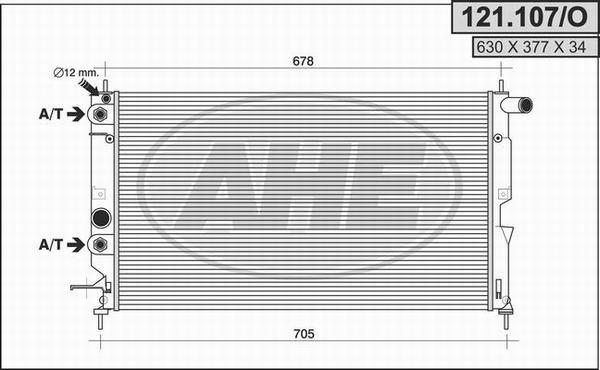 AHE 121.107/O - Радиатор, охлаждане на двигателя vvparts.bg