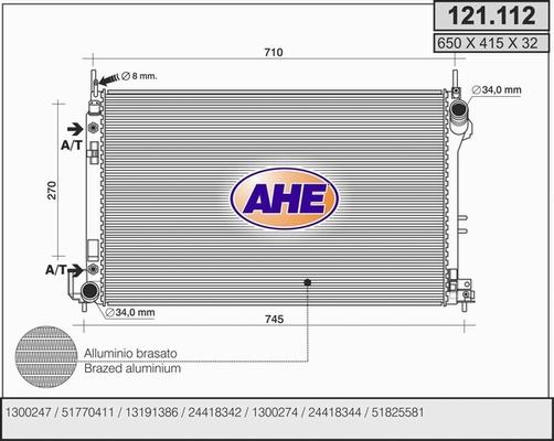 AHE 121.112 - Радиатор, охлаждане на двигателя vvparts.bg