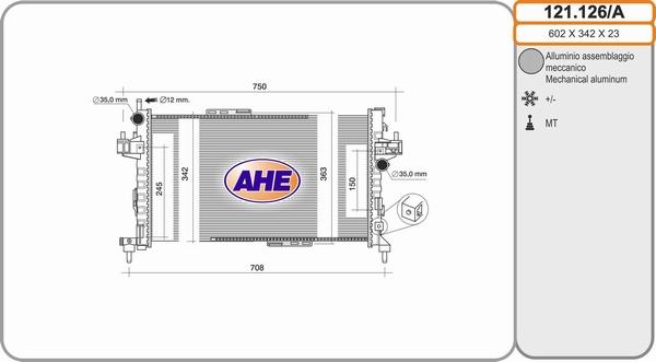 AHE 121.126/A - Радиатор, охлаждане на двигателя vvparts.bg