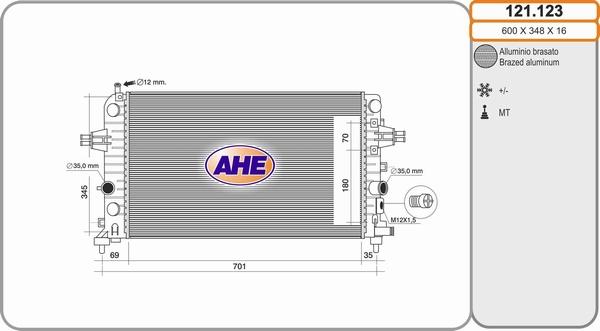 AHE 121.123 - Радиатор, охлаждане на двигателя vvparts.bg