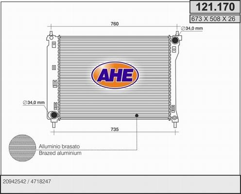 AHE 121.170 - Радиатор, охлаждане на двигателя vvparts.bg