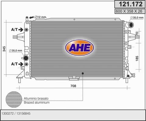 AHE 121.172 - Радиатор, охлаждане на двигателя vvparts.bg