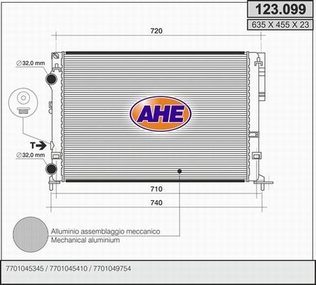 AHE 123.099 - Радиатор, охлаждане на двигателя vvparts.bg