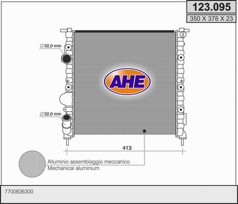 AHE 123.095 - Радиатор, охлаждане на двигателя vvparts.bg