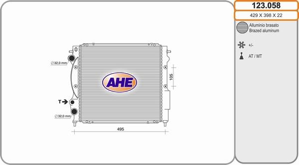 AHE 123.058 - Радиатор, охлаждане на двигателя vvparts.bg