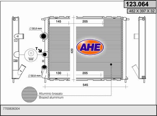 AHE 123.064 - Радиатор, охлаждане на двигателя vvparts.bg