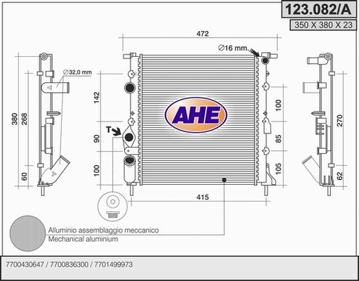 AHE 123.082/A - Радиатор, охлаждане на двигателя vvparts.bg