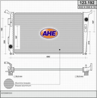 AHE 123.192 - Радиатор, охлаждане на двигателя vvparts.bg