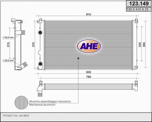 AHE 123.149 - Радиатор, охлаждане на двигателя vvparts.bg