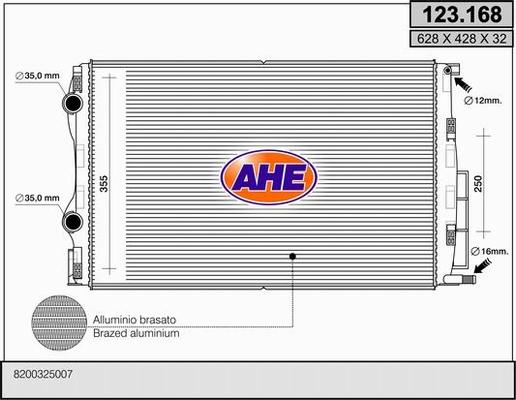 AHE 123.168 - Радиатор, охлаждане на двигателя vvparts.bg