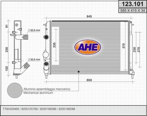 AHE 123.101 - Радиатор, охлаждане на двигателя vvparts.bg