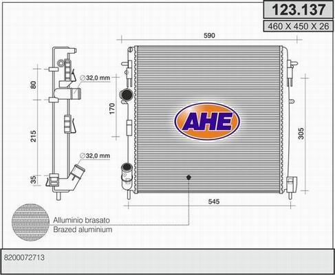 AHE 123.137 - Радиатор, охлаждане на двигателя vvparts.bg