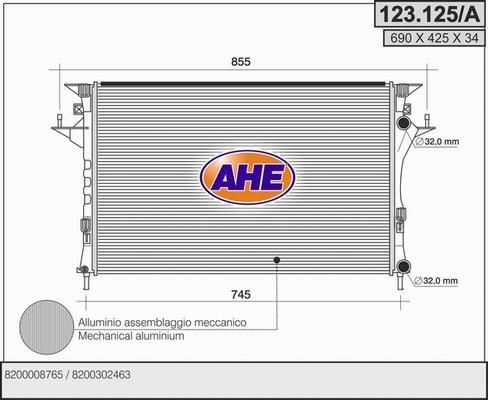 AHE 123.125/A - Радиатор, охлаждане на двигателя vvparts.bg