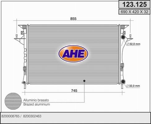 AHE 123.125 - Радиатор, охлаждане на двигателя vvparts.bg