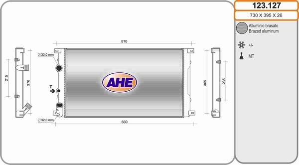 AHE 123.127 - Радиатор, охлаждане на двигателя vvparts.bg