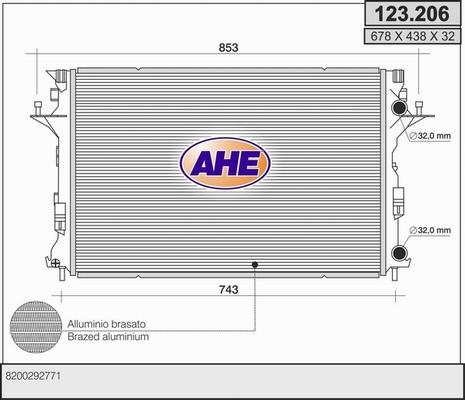 AHE 123.206 - Радиатор, охлаждане на двигателя vvparts.bg