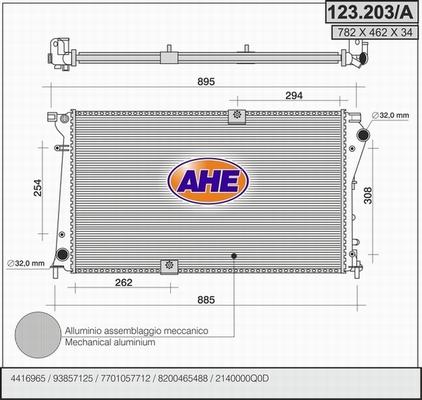 AHE 123.203/A - Радиатор, охлаждане на двигателя vvparts.bg