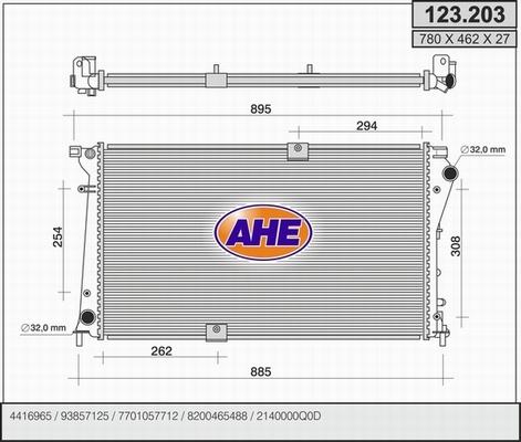 AHE 123.203 - Радиатор, охлаждане на двигателя vvparts.bg