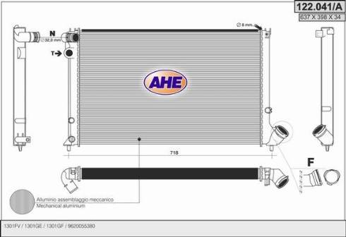 AHE 122.041/A - Радиатор, охлаждане на двигателя vvparts.bg