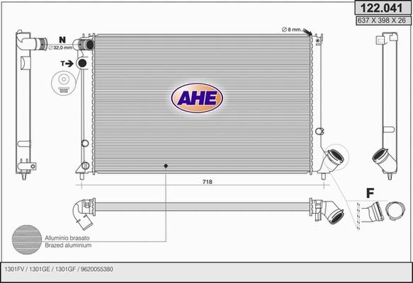 AHE 122.041 - Радиатор, охлаждане на двигателя vvparts.bg