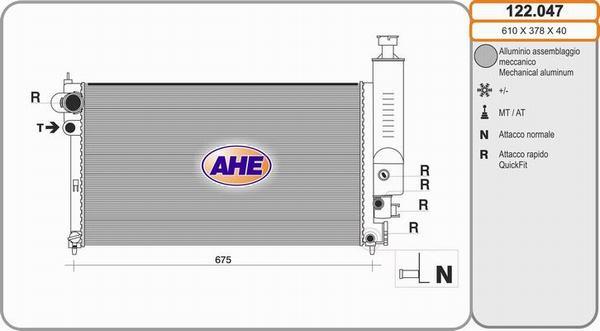 AHE 122.047 - Радиатор, охлаждане на двигателя vvparts.bg