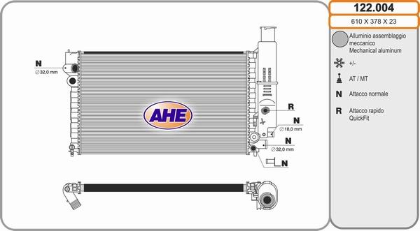 AHE 122.004 - Радиатор, охлаждане на двигателя vvparts.bg