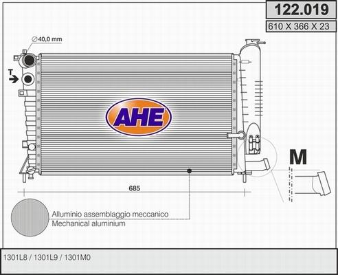 AHE 122.019 - Радиатор, охлаждане на двигателя vvparts.bg