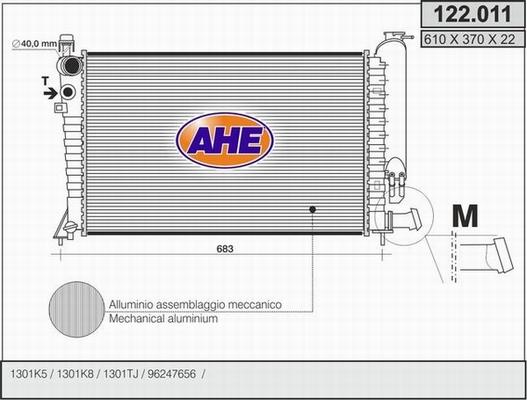 AHE 122.011 - Радиатор, охлаждане на двигателя vvparts.bg