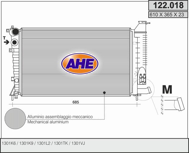 AHE 122.018 - Радиатор, охлаждане на двигателя vvparts.bg