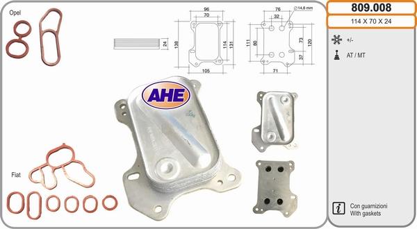 AHE 809.008 - Маслен радиатор, двигателно масло vvparts.bg