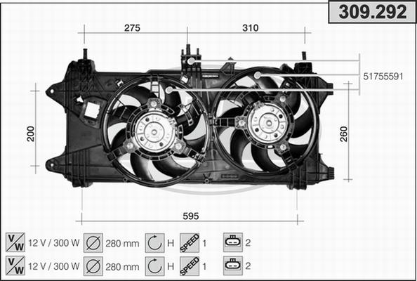 AHE 309.292 - Вентилатор, охлаждане на двигателя vvparts.bg