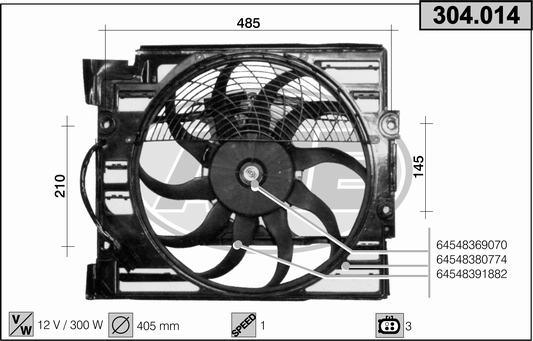 AHE 304.014 - Вентилатор, охлаждане на двигателя vvparts.bg